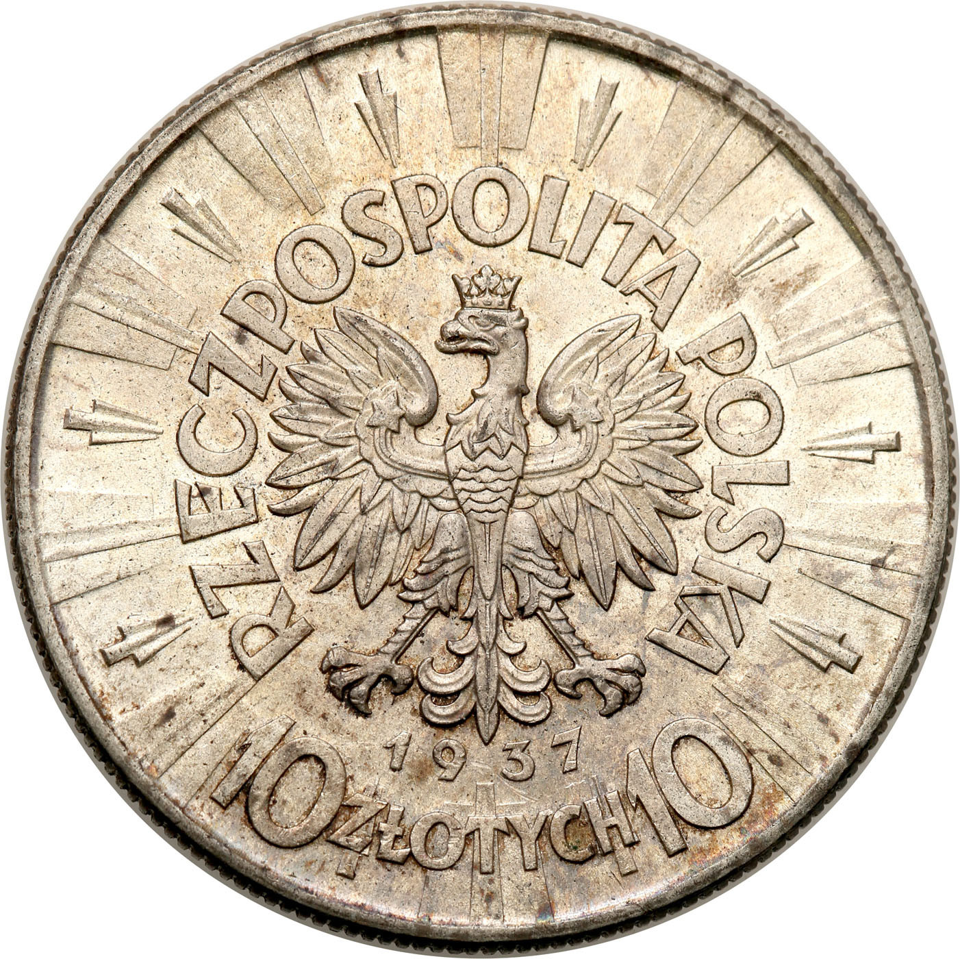 II RP. 10 złotych 1937 Piłsudski - PIĘKNY